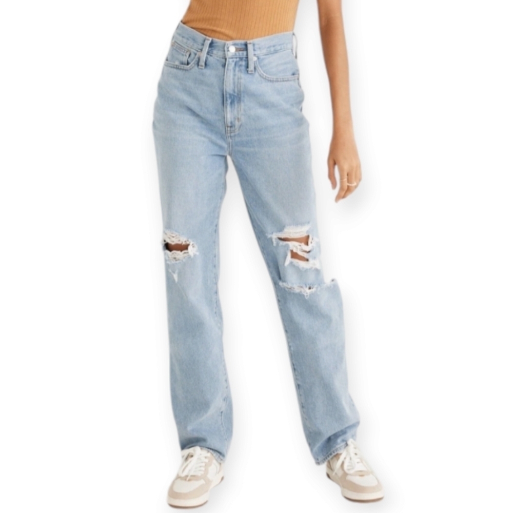 Madewell Baggy Straight Leg Jeans Distressed Earlhurst Light Wash Size 24 - Picture 16 of 16